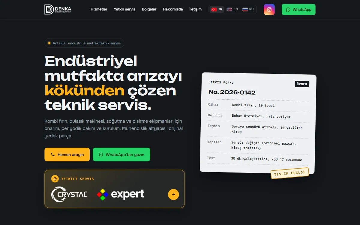 Yeni sitenin ana sayfası, ilk ekran